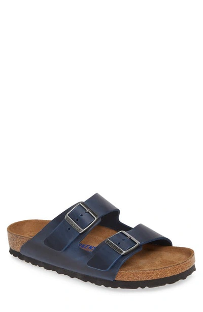 Shop Birkenstock Arizona Soft Slide Sandal In Blue Oiled Leather