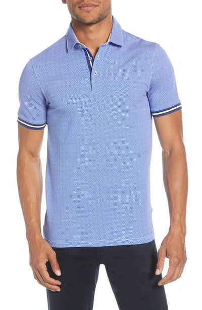 Shop Ted Baker Beep Slim Fit Print Polo In Bright Blue