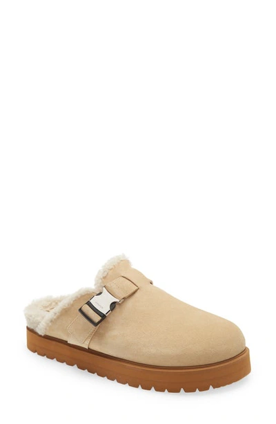 Mon Faux Shearling-lined Suede Clogs In Beige