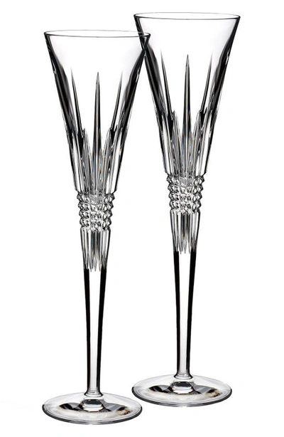 Shop Waterford 'lismore Diamond' Lead Crystal Champagne Flutes In Clear