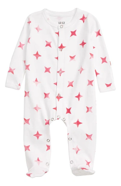 Shop Infant Girl's 1212 The Nightly Fitted One-piece Pajamas In Hot Pink Stars
