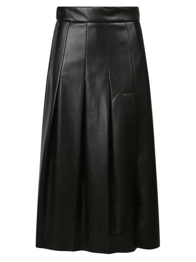 Shop Msgm Pleated Skirt In Black