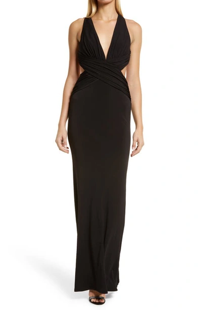 Shop Katie May Secret Agent Side Cutout Gown In Black