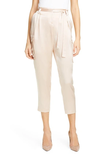 Shop L Agence Roxy Paperbag Waist Silk Pants In Petal