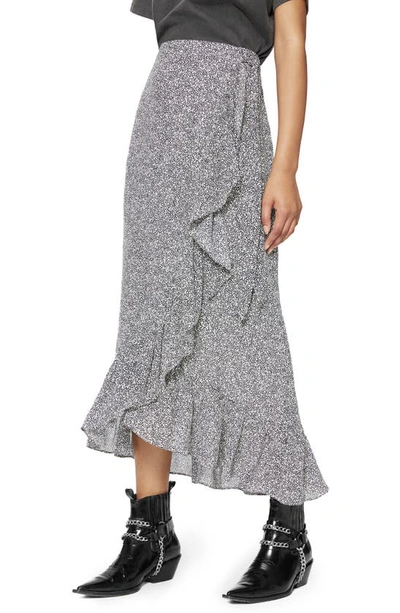 Shop Anine Bing Lucky Wrap Midi Skirt In Black And White