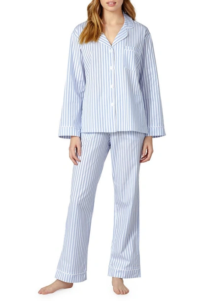 Shop Bedhead Pajamas 3d Stripe Organic Cotton Sateen Pajamas In Blue