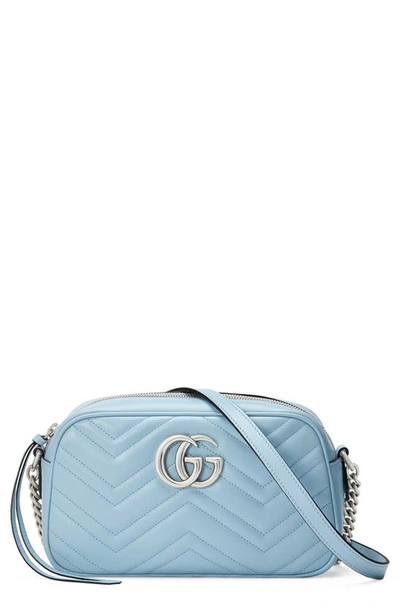 Shop Gucci Small Gg 2.0 Matelasse Leather Camera Bag In Porcelain Light Blue