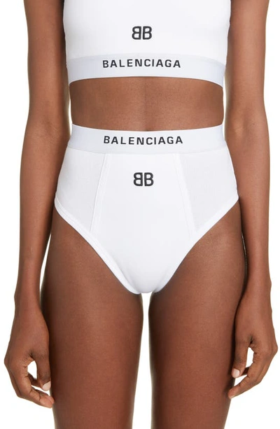 Shop Balenciaga Slip Logo Briefs In White