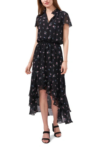 Shop 1.state Woodland Floral High/low Dress In Calico Rich Black