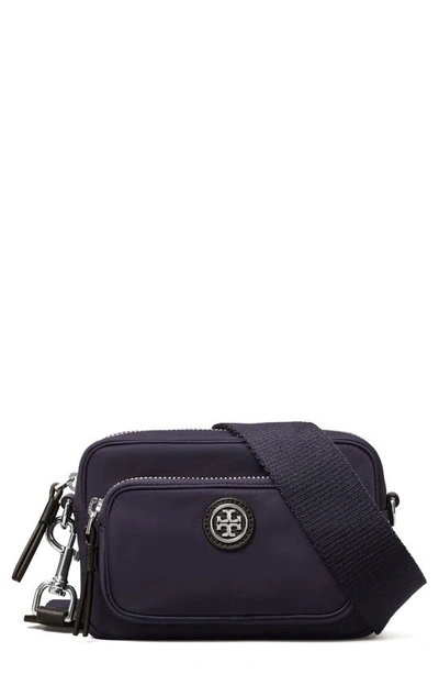 Shop Tory Burch Mini Nylon Crossbody Bag In Royal Navy