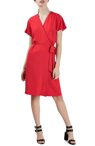 Topshop Crepe Wrap Dress In Coral | ModeSens