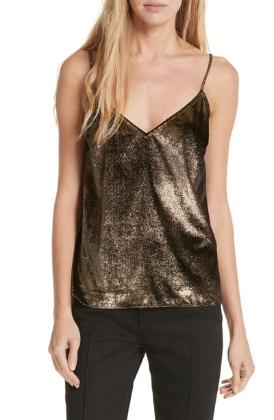 Shop Frame Metallic Velvet Camisole In Gold