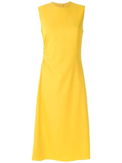 Shop À La Garçonne Ruched Details Midi Dress In Gelb