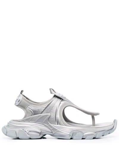 Shop Balenciaga Track Thong Sandals In Grau