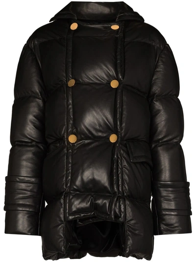 Shop Tom Ford Leather Puffer Jacket In Schwarz