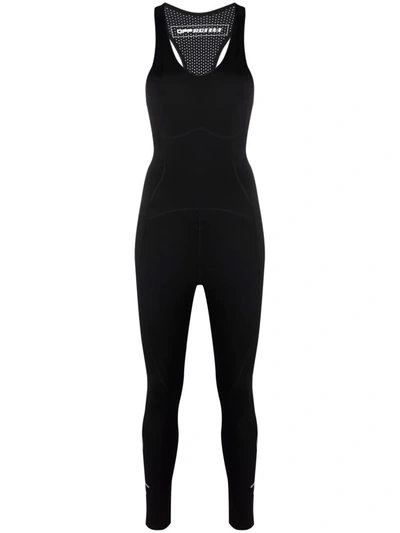 Shop Off-white Active Logo Fitted Jumpsuit In Schwarz