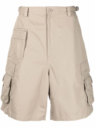 Shop Balenciaga Cotton Cargo Shorts In Nude