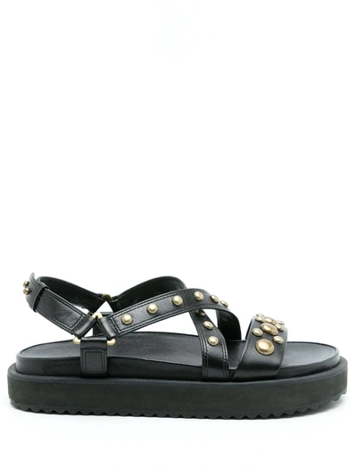 Shop Nk Cintia Leather Flat Sandals In Schwarz