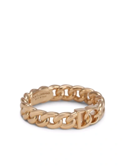 Shop Dolce & Gabbana Chain-link Logo Ring In Gold