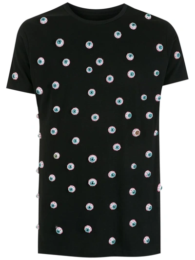 Shop Amir Slama Eyes-print Cotton T-shirt In Schwarz