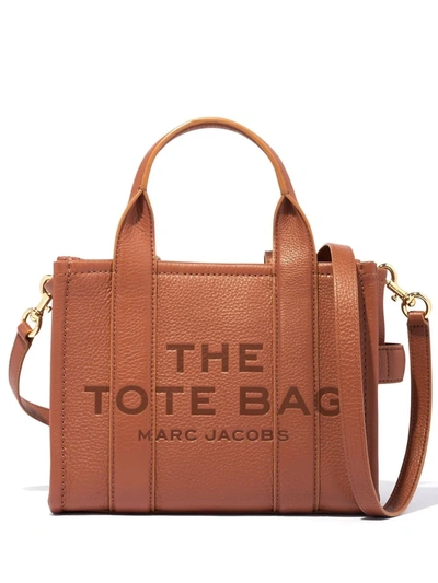 Shop Marc Jacobs Mini Leather The Tote Bag In Brown