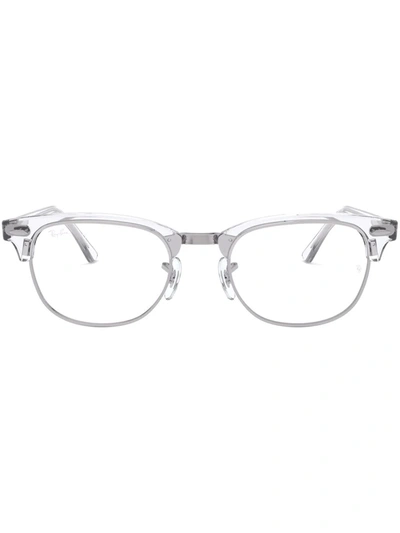 Ray Ban Clubmaster Optics Eyeglasses Transparent Frame Clear Lenses 49-21 In White