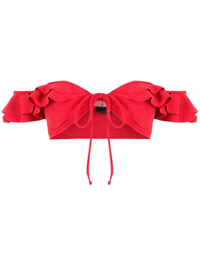 Shop Clube Bossa Hopi Ruffled Bikini Top In Rot