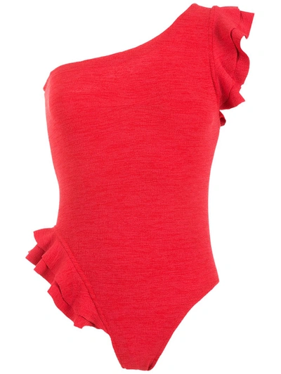 Shop Clube Bossa Koss Ruffle-trimmed Swimsuit In Rot