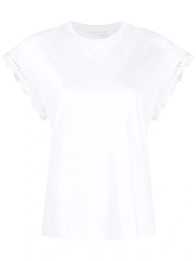 Shop Chloé Crochet-trim T-shirt In Weiss