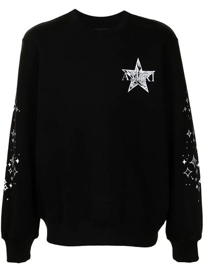 Shop Amiri Star-print Crew Neck Sweatshirt In Schwarz