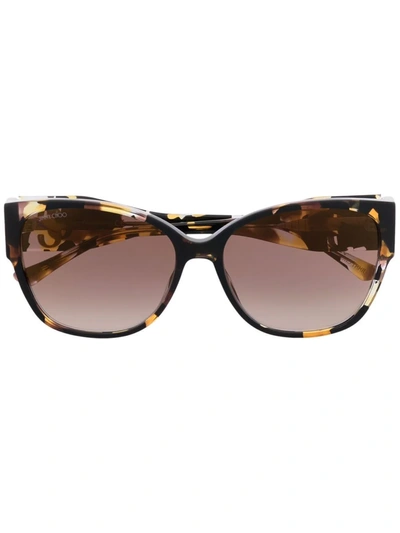 Shop Jimmy Choo Tortoiseshell-effect Cat-eye Sunglasses In Schwarz
