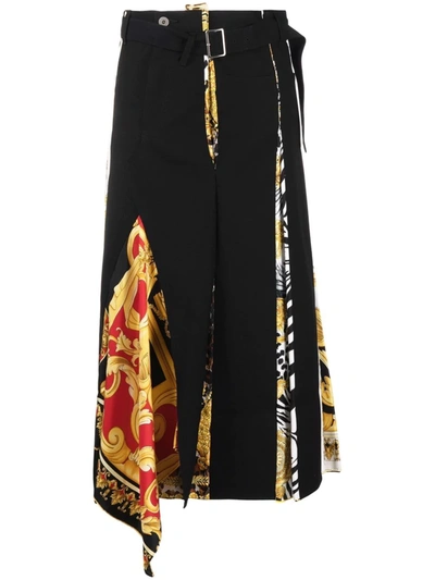 Shop Junya Watanabe X Versace Scarf Asymmetric Skirt In Schwarz