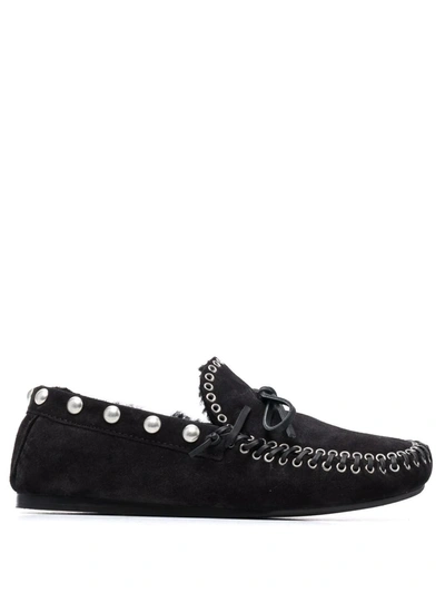 Shop Isabel Marant Eyelet-detail Loafers In 黑色