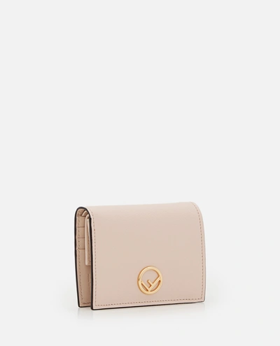 Shop Fendi Small Bifold Leather Wallet In Beige