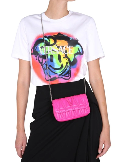 Shop Versace Medusa Smiley Crystal T-shirt In White