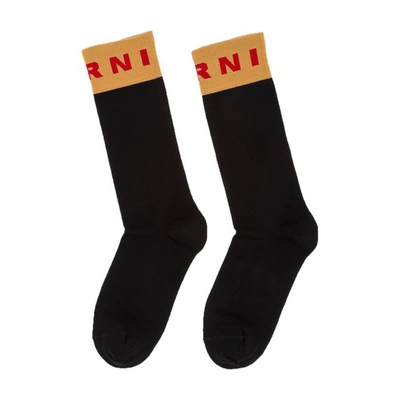 Shop Marni Logo Socks In Black