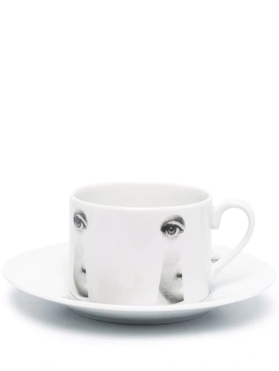 Shop Fornasetti Graphic-print Porcelain Tea Set In Weiss