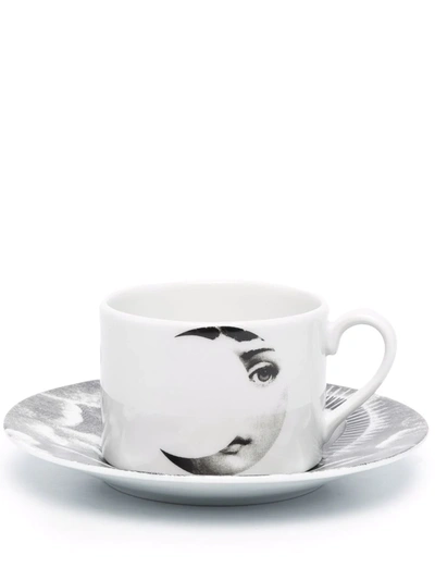 Shop Fornasetti Graphic-print Porcelain Tea Set In Schwarz