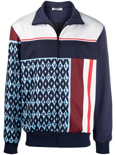 Shop Valentino Logo-print Sports Jacket In Blau