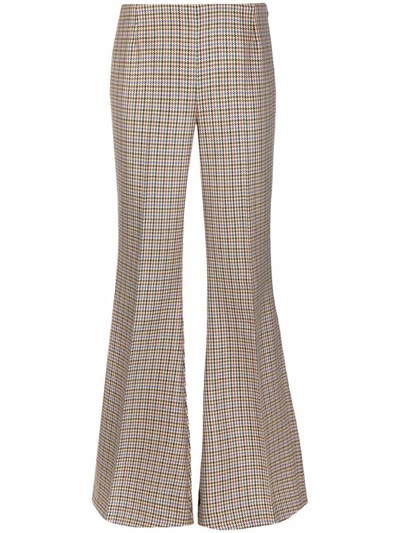 Shop Stella Mccartney Houndstooth-pattern Flared Trousers In Nude