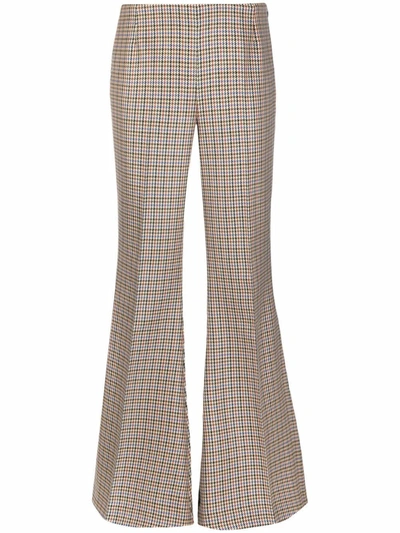 Stella Mccartney Houndstooth-pattern Flared Trousers In Nude