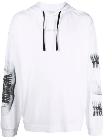 Shop Alyx Graphic-print Pullover Hoodie In Weiss