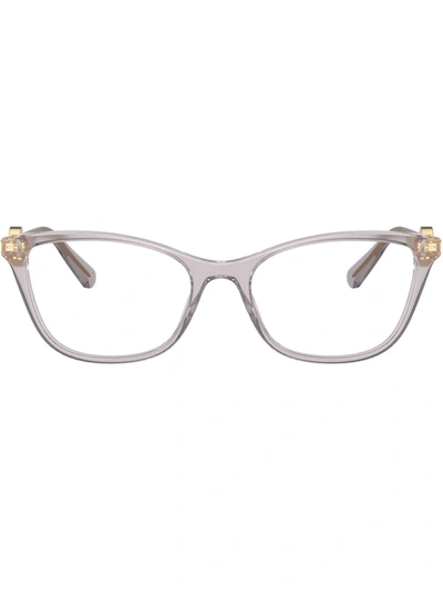 Shop Versace Transparent Cat-eye Glasses In Weiss