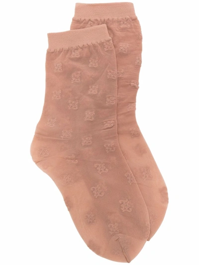 Shop Fendi Ff Pattern Socks In Neutrals