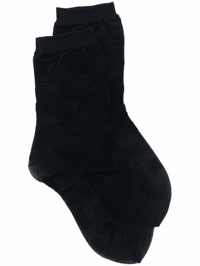 Shop Fendi Ff-pattern Socks In Black