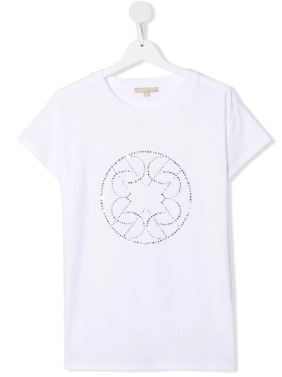 Shop Elie Saab Junior Teen Rhinestone Logo T-shirt In White