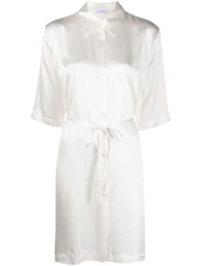 Shop La Perla Tie Waist Satin Nightdress In White
