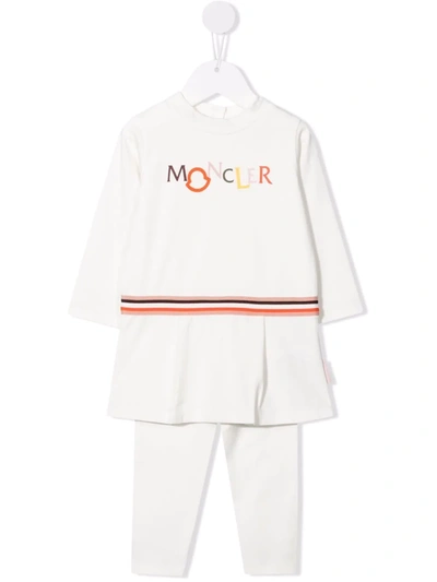 Shop Moncler Stripe-print Cotton Tracksuit Set In White