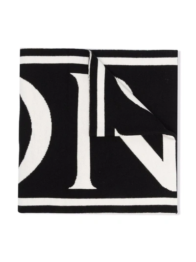 Shop Moncler Logo Lettering Scarf In Black