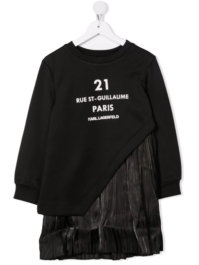 Shop Karl Lagerfeld Graphic-print Contrast Dress In Black